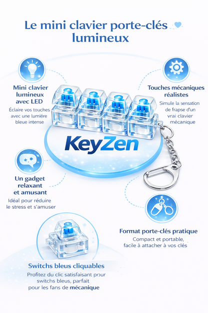Porte-clé Clavier Mécanique Anti-Stress Lumineux